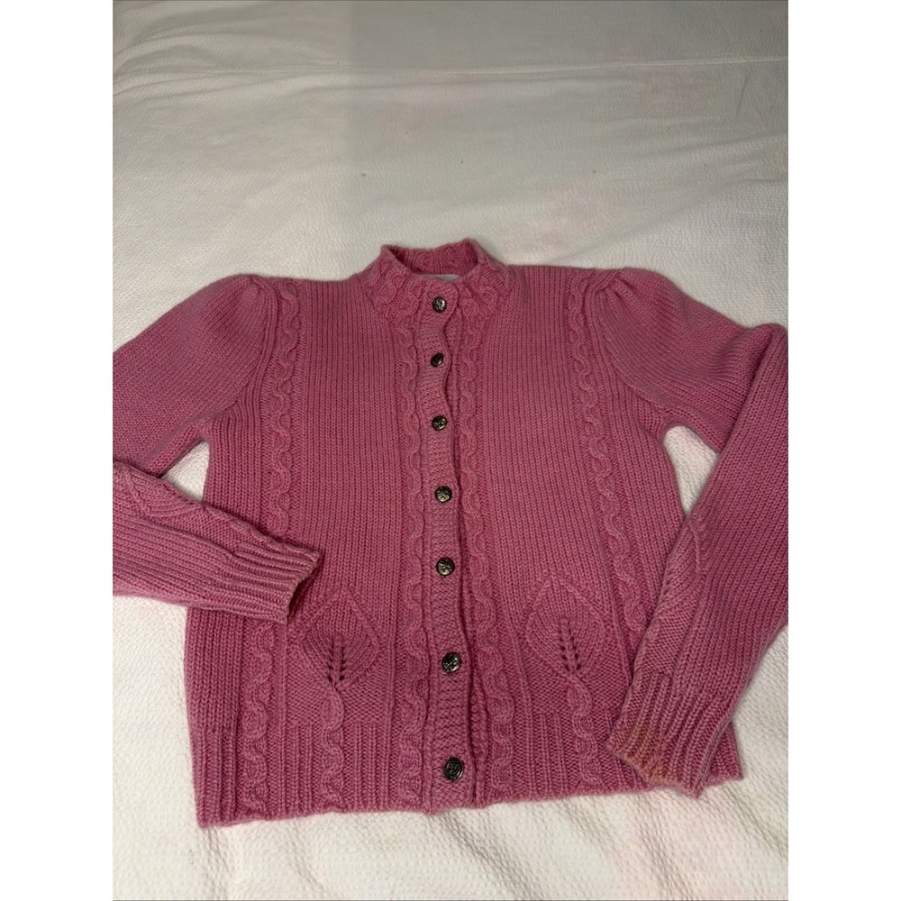 Susan Bristol Vintage Wool Cardigan Pink Sz L